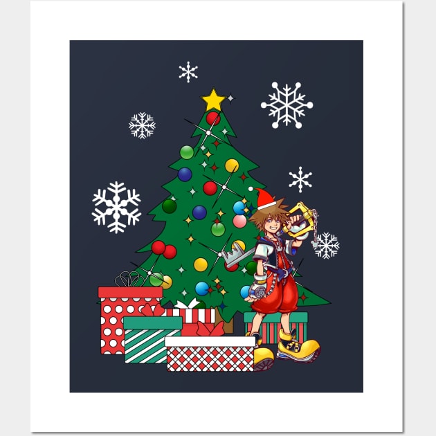 Sora Around The Christmas Tree Kingdom Hearts Wall Art by Nova5